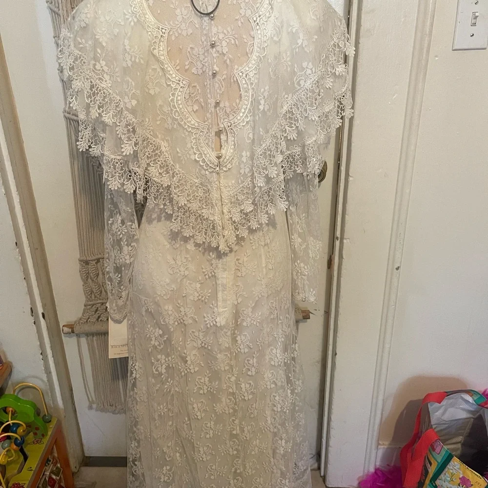 NWT Vintage 1980’s Jessica McClintock Lace bridal Wedding Dress Sz 5/6 - Picture 11 of 12